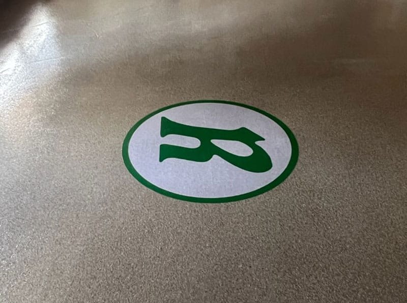Logo installed on new epoxy floor