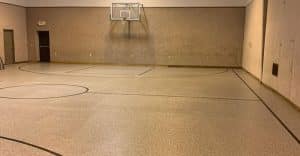 New epoxy flake coated basketball court at Charleston West Virginia church