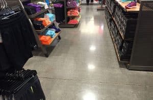 Polished concrete floor in clothing retail store