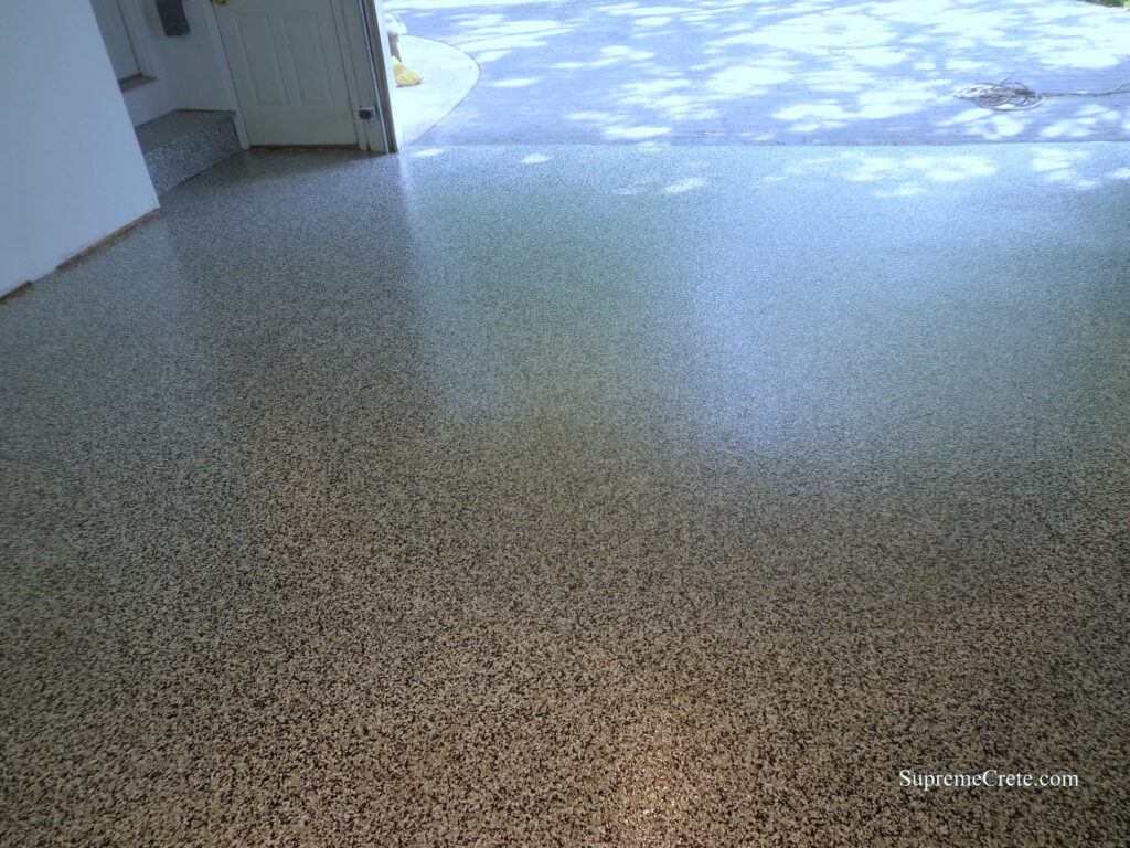 Epoxy Flake Garage Floor, a coating system offered by Adams Property Works in Great Mills, MD