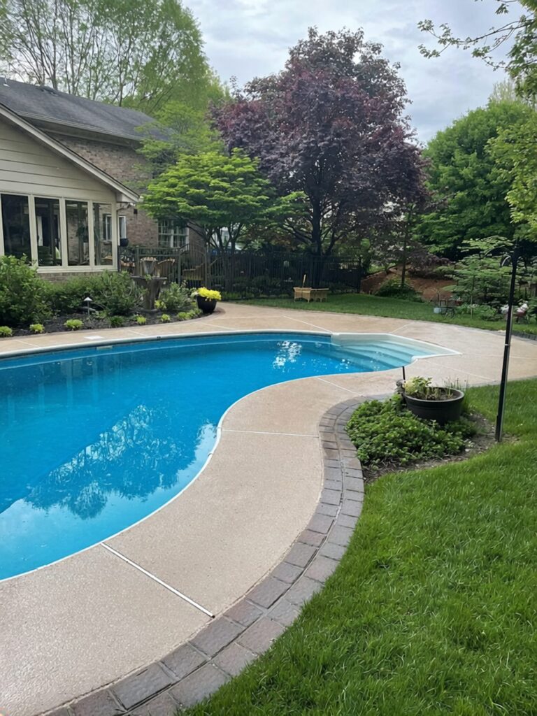 Example of a finished flake epoxy concrete floor coating in Naperville, IL – Armored Floors, Inc.