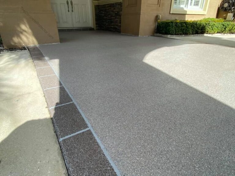 Example of a finished flake epoxy concrete floor coating, Cuyahoga Falls, OH