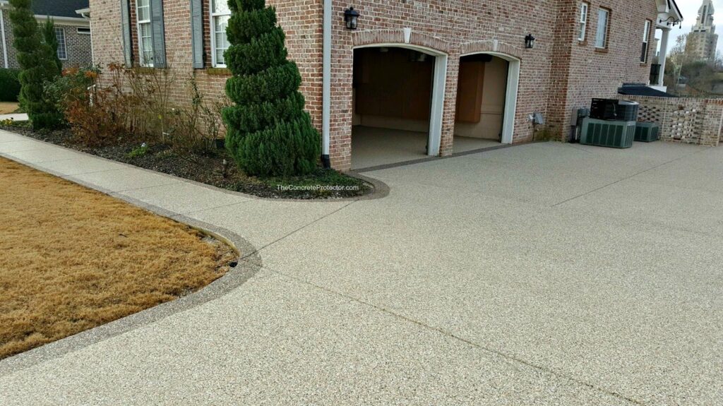 Example of a finished flake epoxy concrete floor coating in Clinton, NY