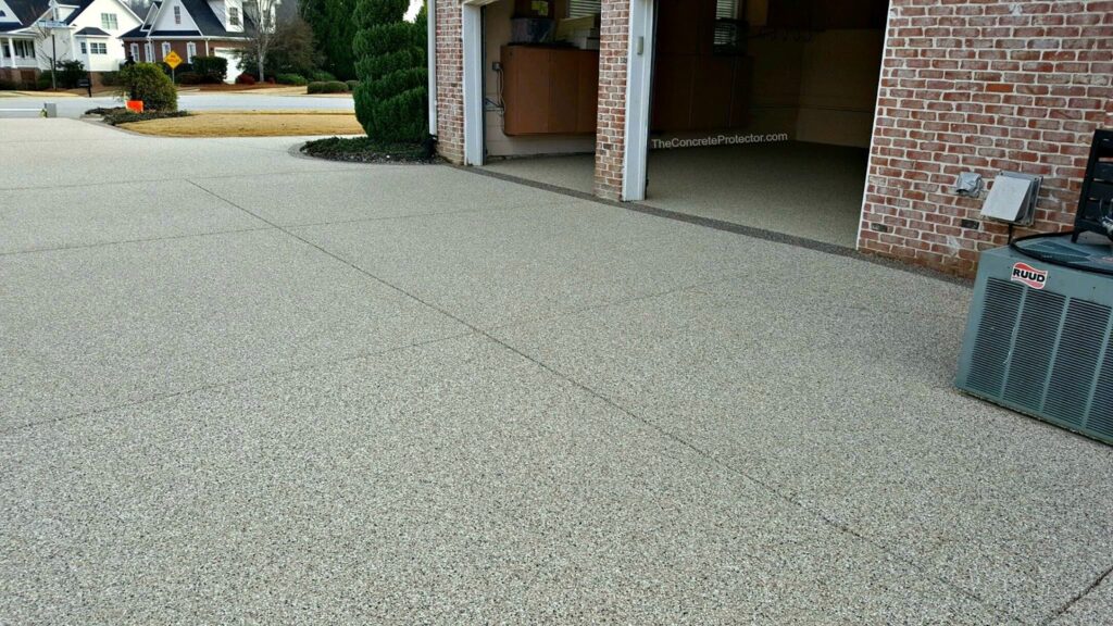 Example of a finished flake epoxy concrete floor coating in Swanville, MN