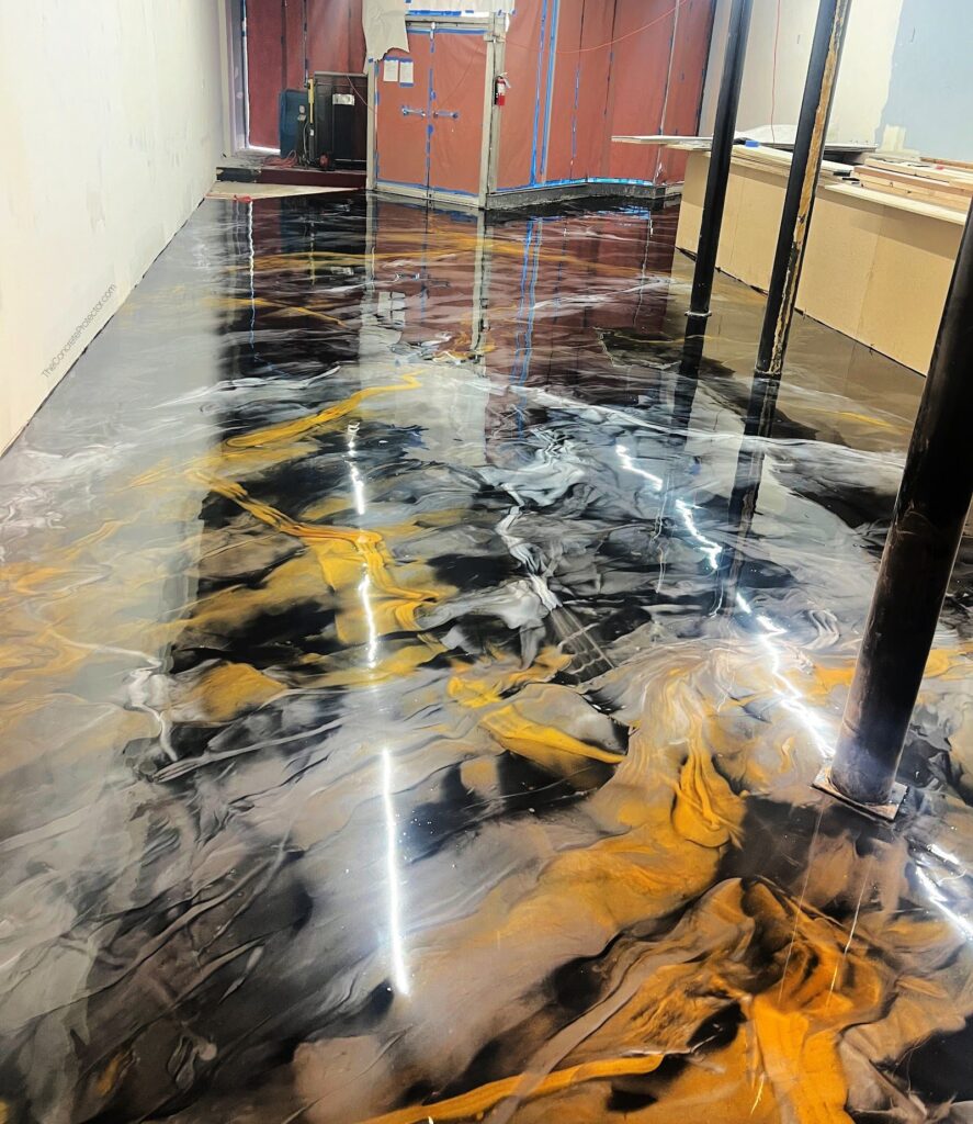 Example of a finished metallic epoxy floor in Tempe, AZ