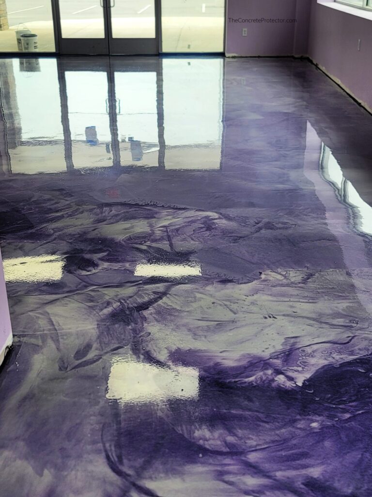 Example of a finished metallic epoxy floor in Rapid City, SD – Diamond M Concrete Coatings