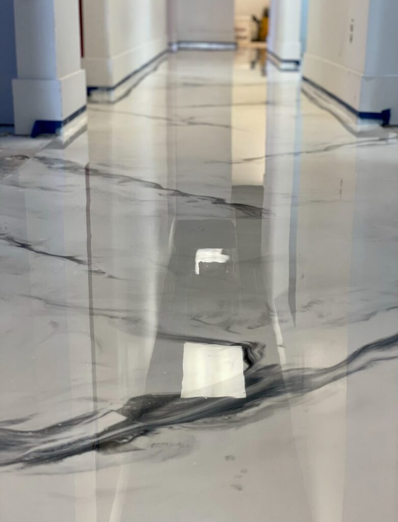 Example of a finished metallic epoxy floor in Raleigh, NC