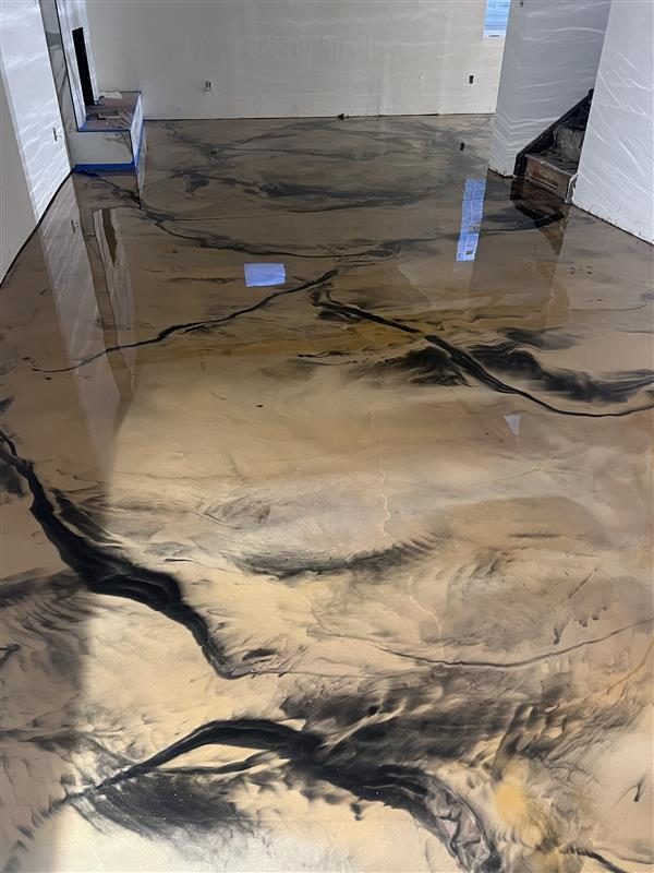 Example of a finished metallic epoxy floor in Dearborn, MI – Amazing Garage Flooring