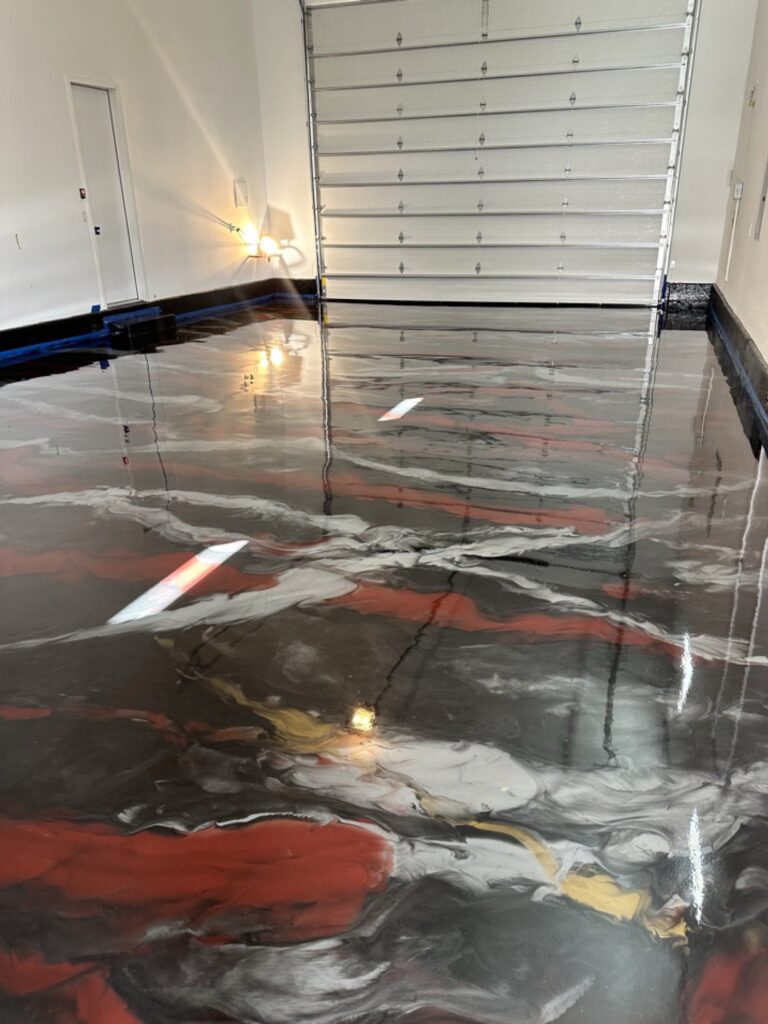 Example of a finished metallic epoxy floor in Fresno, CA – Fresno Epoxy Crew