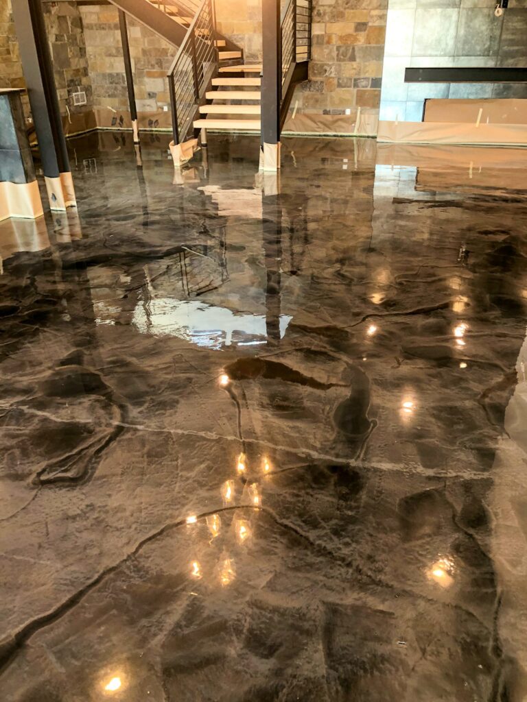 Example of a finished metallic epoxy floor in Cincinnati, OH – Cincinnati Concrete Co