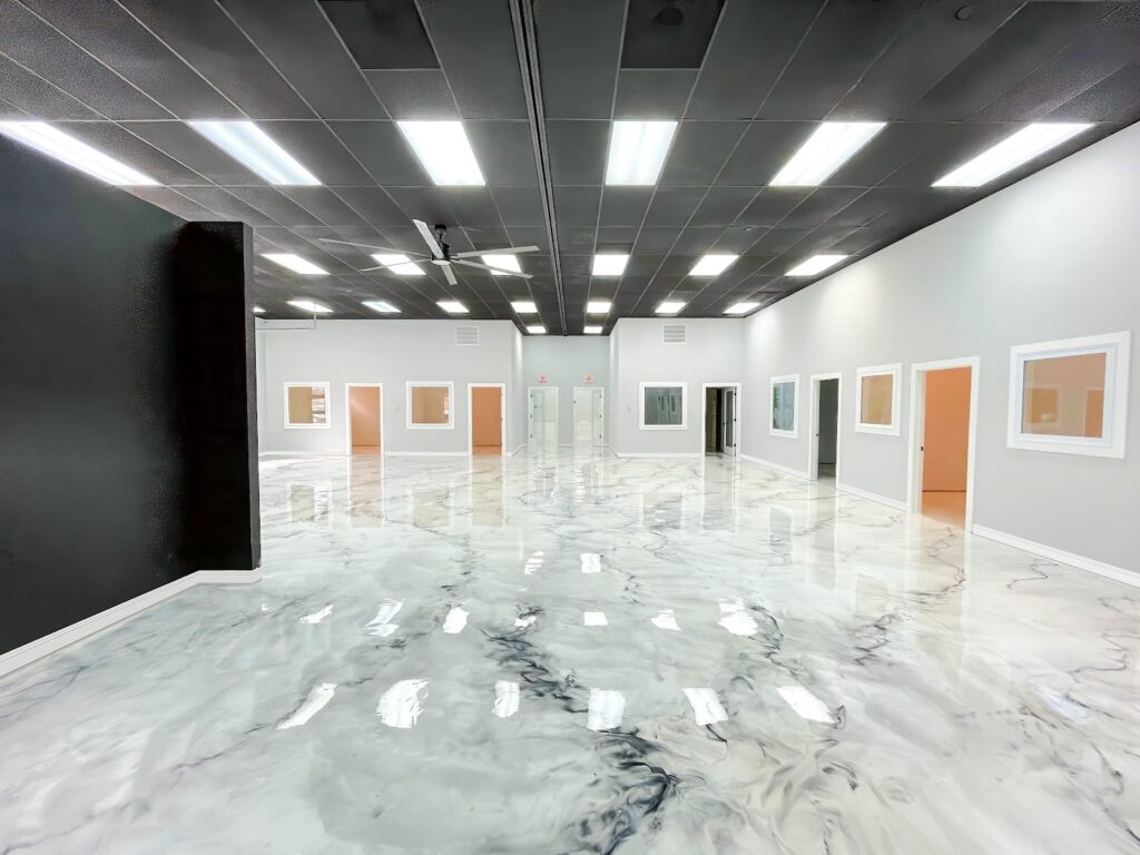 Example of a finished metallic epoxy floor in Houston, TX