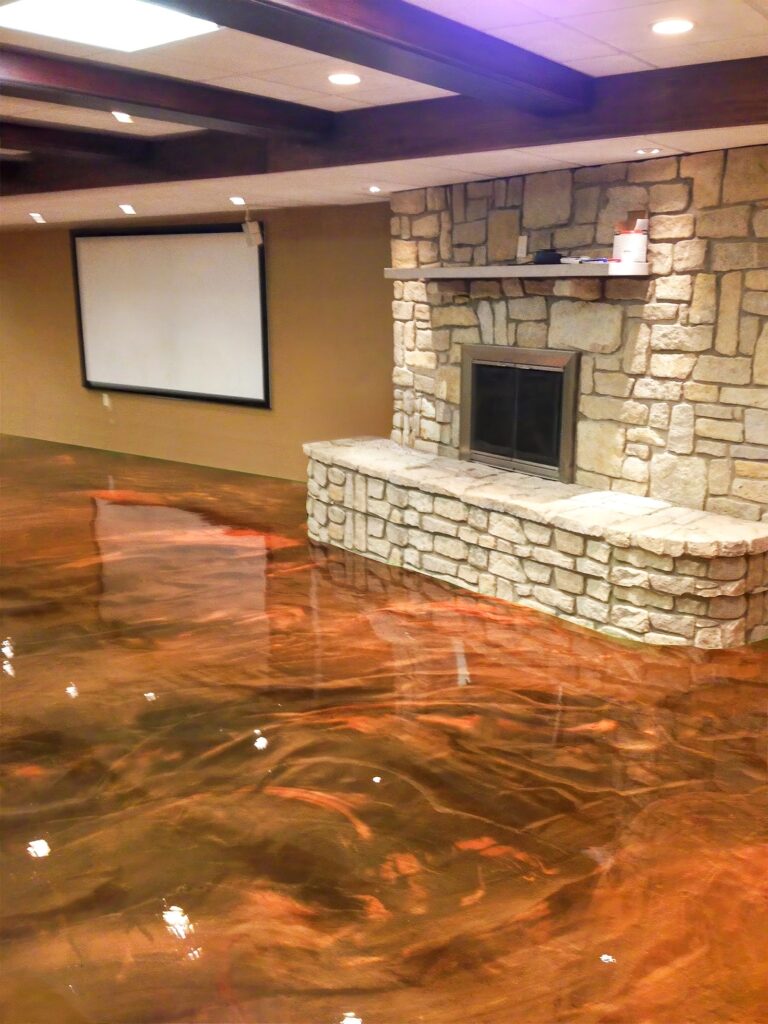 Example of a finished metallic epoxy floor in Southington, CT – Decorative Concrete of Connecticut