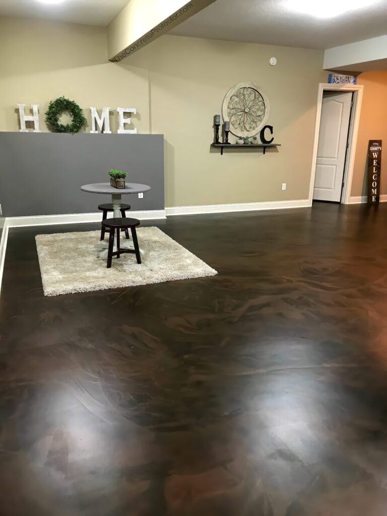 Example of a finished metallic epoxy floor in Greeley, CO – Coating Specialties