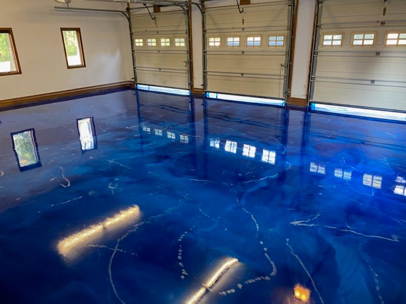Example of a finished metallic epoxy floor in Hickory, NC