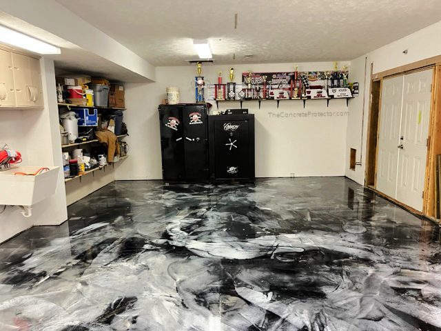 Example of a finished metallic epoxy floor in Columbus, OH – Resurface Right