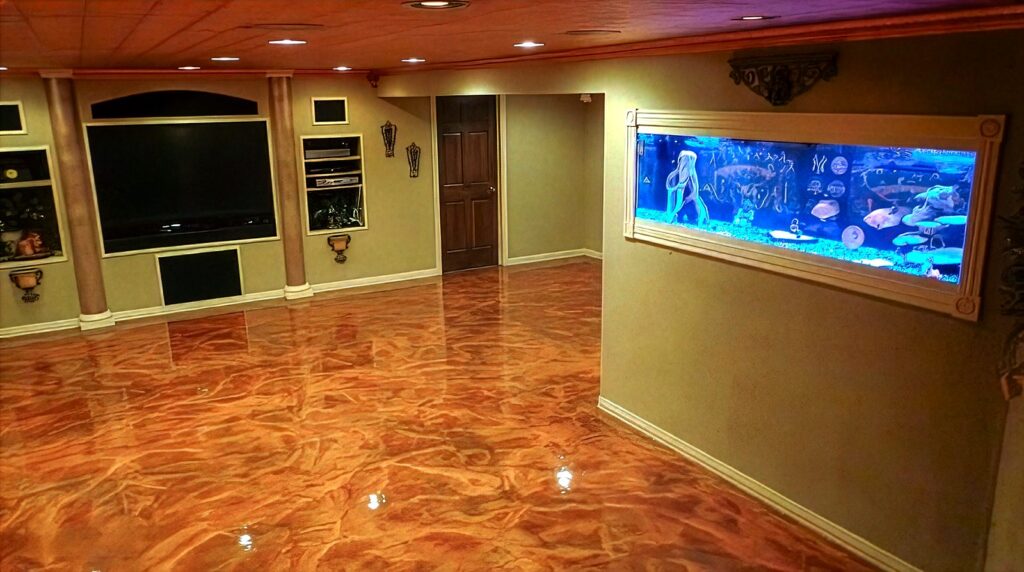 Example of a finished metallic epoxy floor in Elk Grove, CA