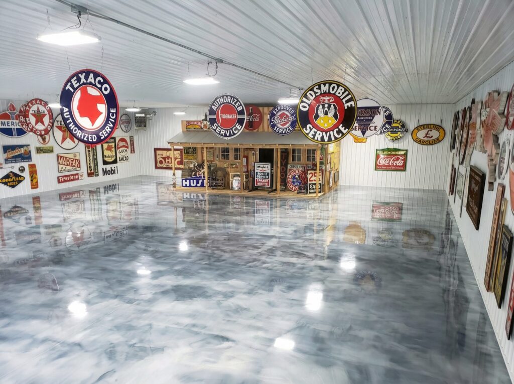 Example of a finished metallic epoxy floor in Orange, CA