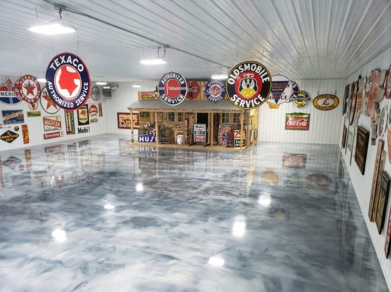 Example of a finished metallic epoxy floor in Cary, NC – All Pro Cary Concrete Contractors