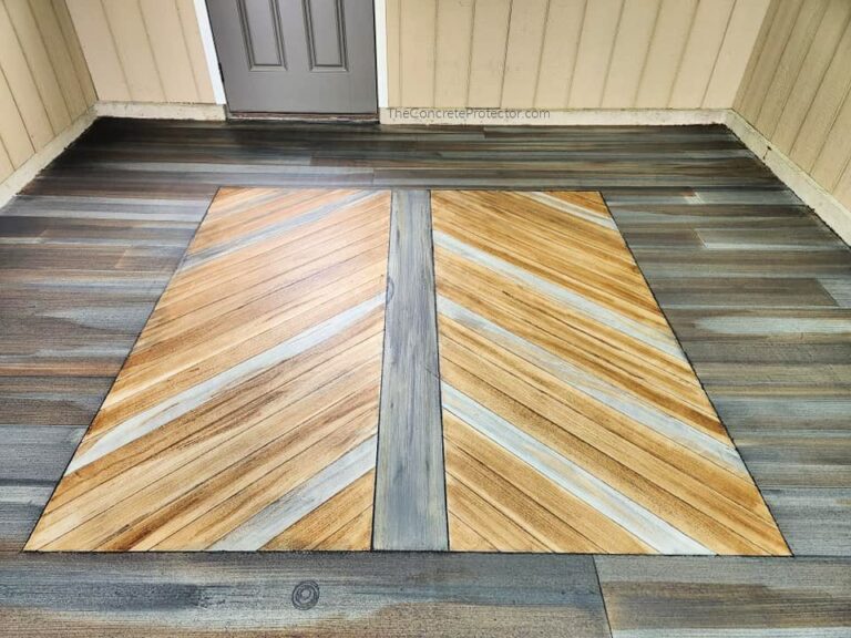 Example of a finished wood-look decorative concrete floor in Parker, CO – Best Denver Concrete