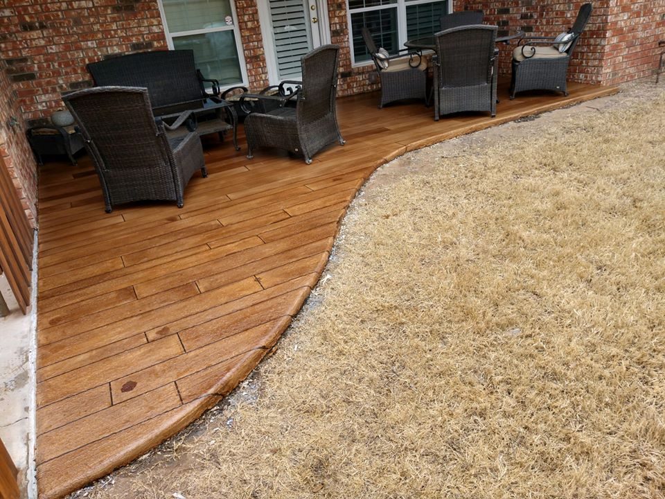 Example of a finished wood-look decorative concrete floor in San Francisco, CA