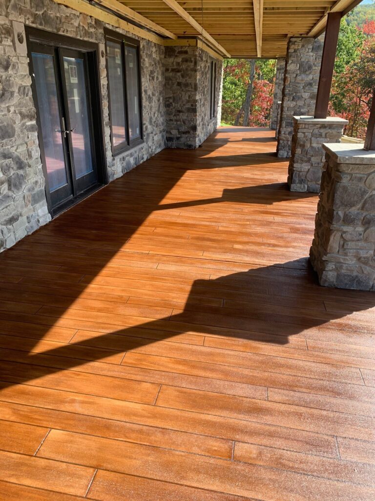 Example of a finished wood-look decorative concrete floor in Cheyenne, WY – Floor Contractor Cheyenne