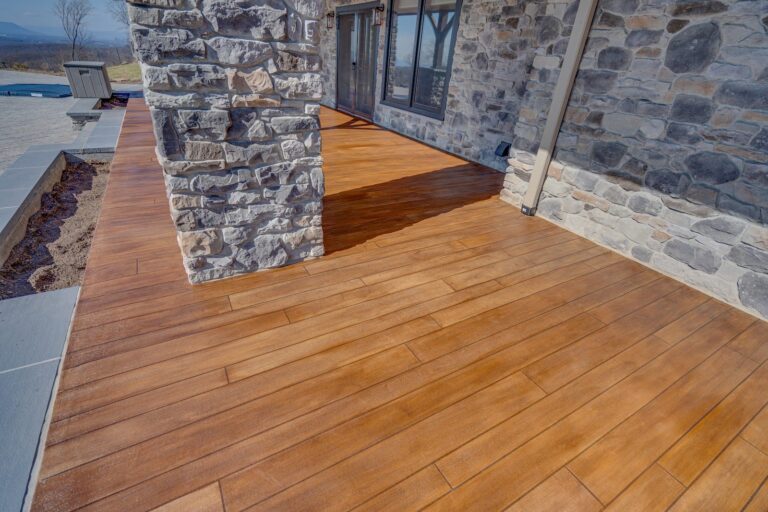 Example of a finished wood-look decorative concrete floor, Myrtle Beach, SC