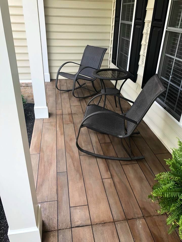 Example of a finished wood-look decorative concrete floor in Naperville, IL – Chi Resin Custom Coatings