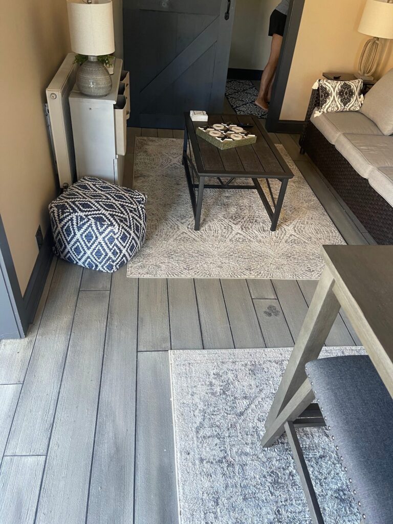 Example of a finished wood-look decorative concrete floor in Anchorage, AK – The Anchorage Concrete Company