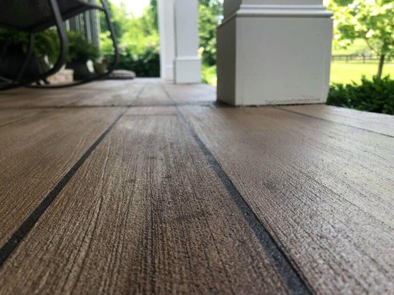 Example of a finished wood-look decorative concrete floor in Raleigh, NC – Stamped Concrete Raleigh