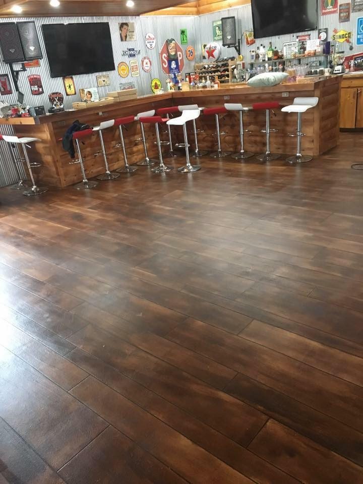 Example of a finished wood-look decorative concrete floor in Rio Rancho, NM – CM Epoxy Solutions, LLC