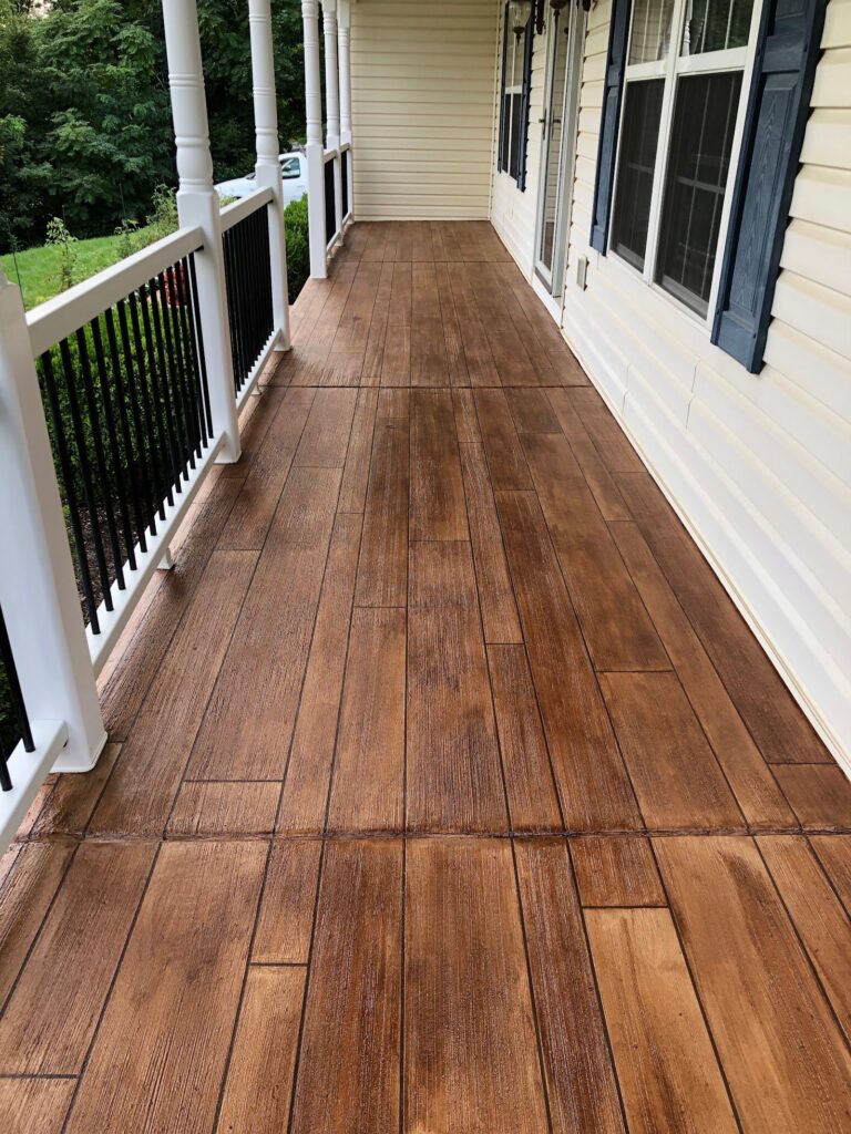 Example of a finished wood-look decorative concrete floor in Allendale, MI – Anderson Concrete Construction
