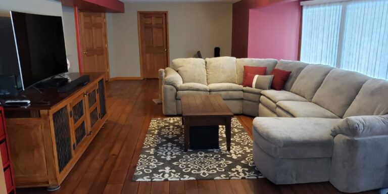 Example of a finished wood-look decorative concrete floor in Sandy, UT – Custom Concrete Specialties