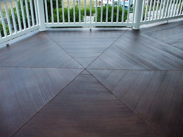 Example of a finished wood-look decorative concrete floor in Cedar Rapids, IA – Epoxy Flooring Pros