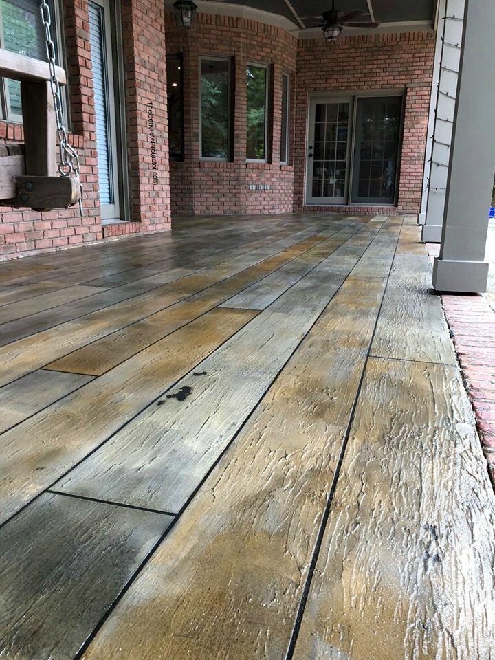 Example of a finished wood-look decorative concrete floor in North Providence, RI – Innovative Coating Technologies