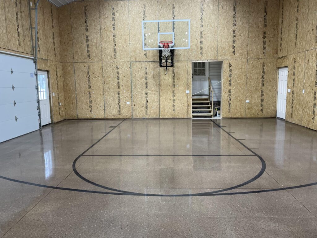 Basketball court floor coating by Geauga Coatings in Chardon, OH