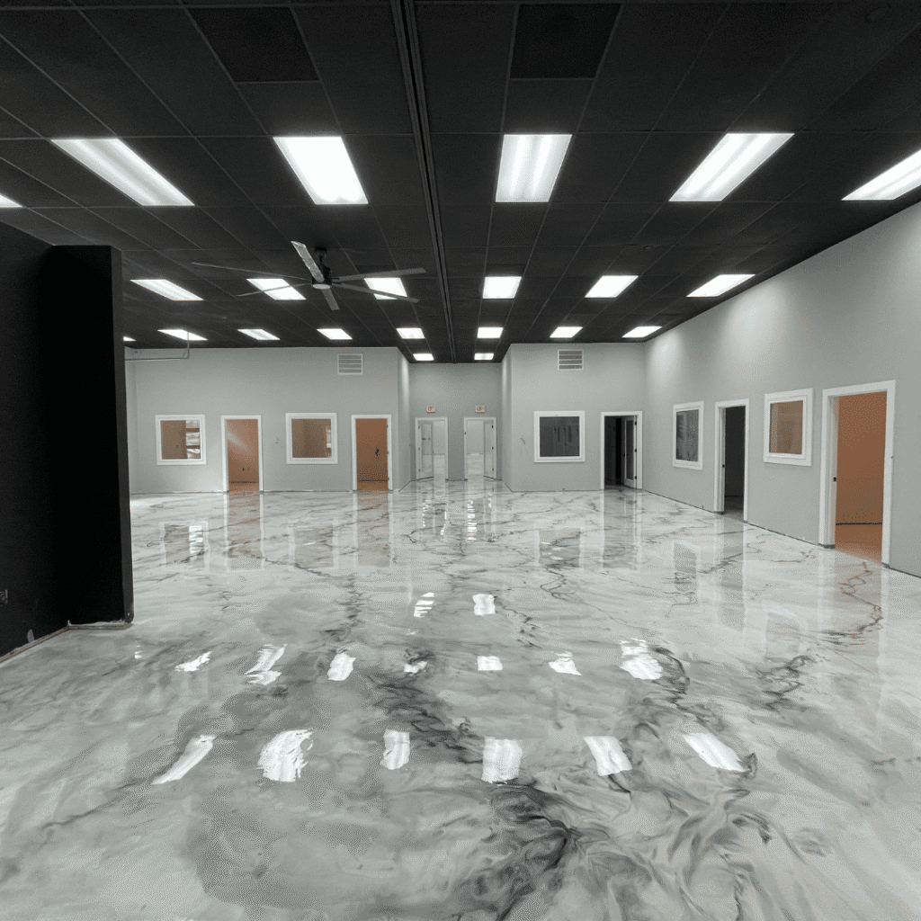 Metallic Marble epoxy commercial floor by Reeves Concrete Solutions in Roswell, GA
